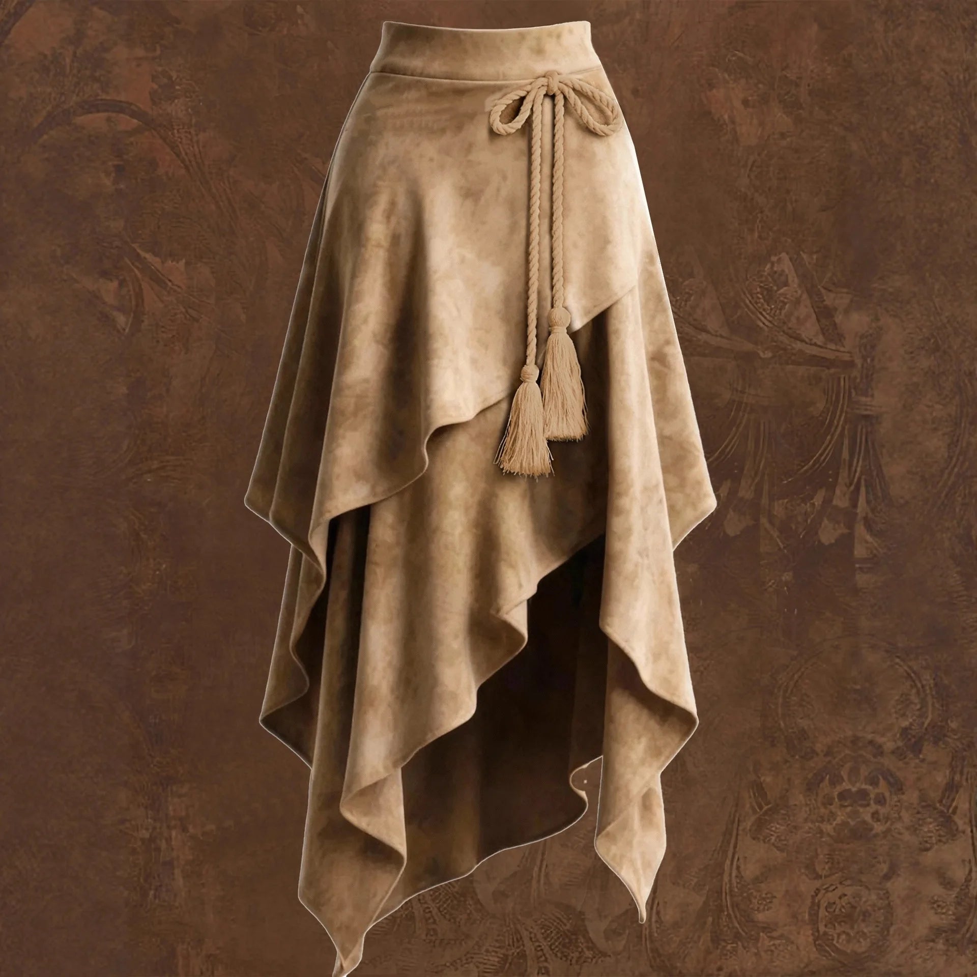 Boho Suede Tassle Skirt